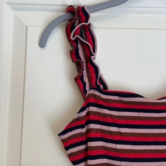 Elodie Striped Ruffle Strap Bodysuit - NWT! - Picture 5 of 7